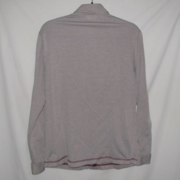 Mens' Linksoul Maroon White Striped Button Front Long Sleeve Shirt Size Medium - Picture 5 of 8